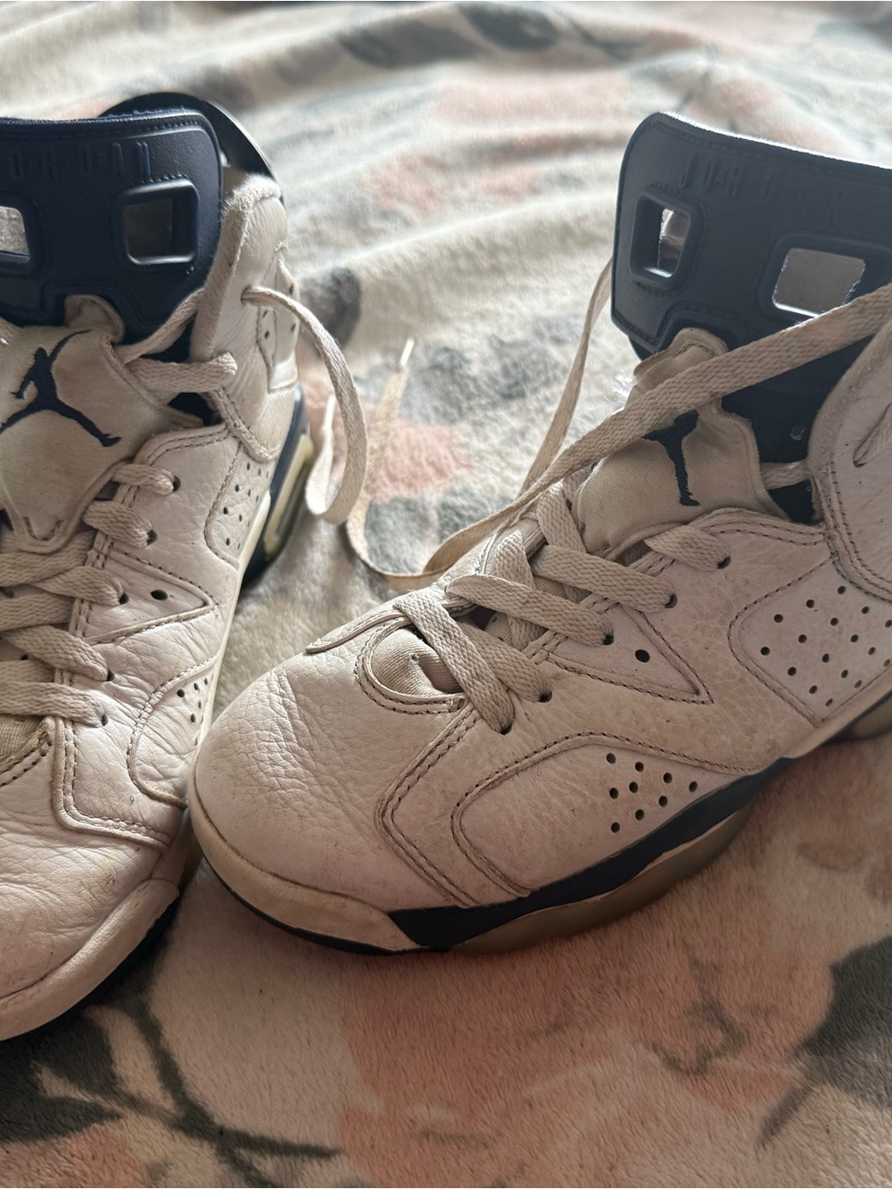 Jordan Boys Cream and Black Retro Basketball Sneakers